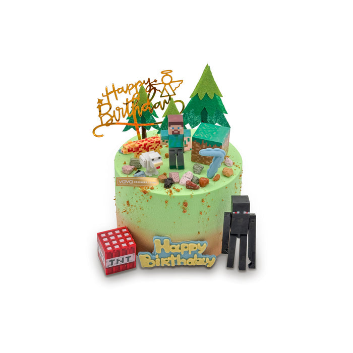 VaVa Designer Cakes Minecraft Forest Cake – Into the Pines, One Slice at a Time