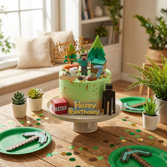 VaVa Designer Cakes Minecraft Forest Cake – Into the Pines, One Slice at a Time