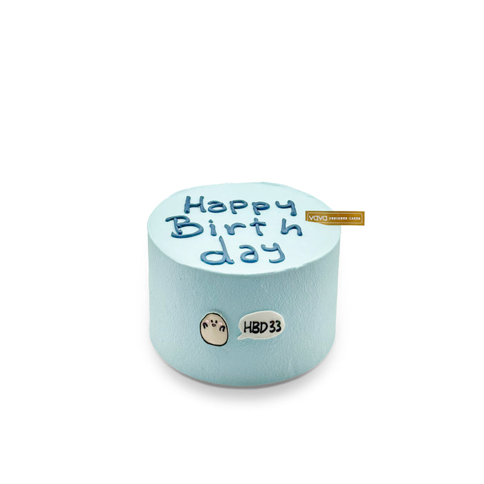 VaVa Designer Cakes Minimalist Sky Blue Birthday Chiffon Cake - Cute Bubble Message