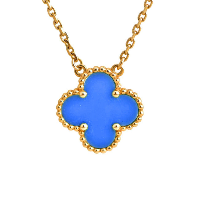 [MIRA]CLOVER 15MM BLUE AGATE NECKLACE