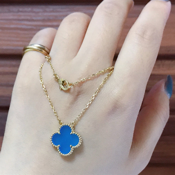 [MIRA]CLOVER 15MM BLUE AGATE NECKLACE