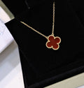 [MIRA]CLOVER 15MM CARNELIAN SINGLE FLOWER NECKLACE