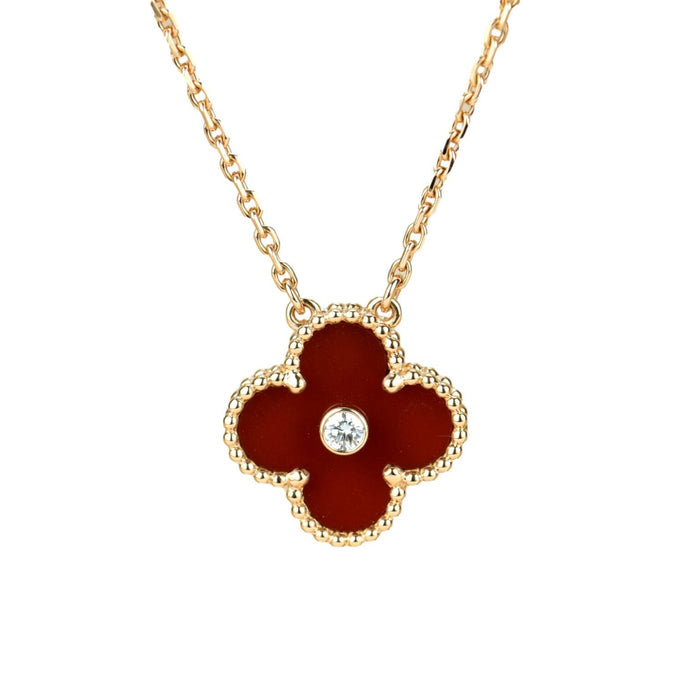 [MIRA]CLOVER 15MM DIAMOND CARNELIAN NECKLACE