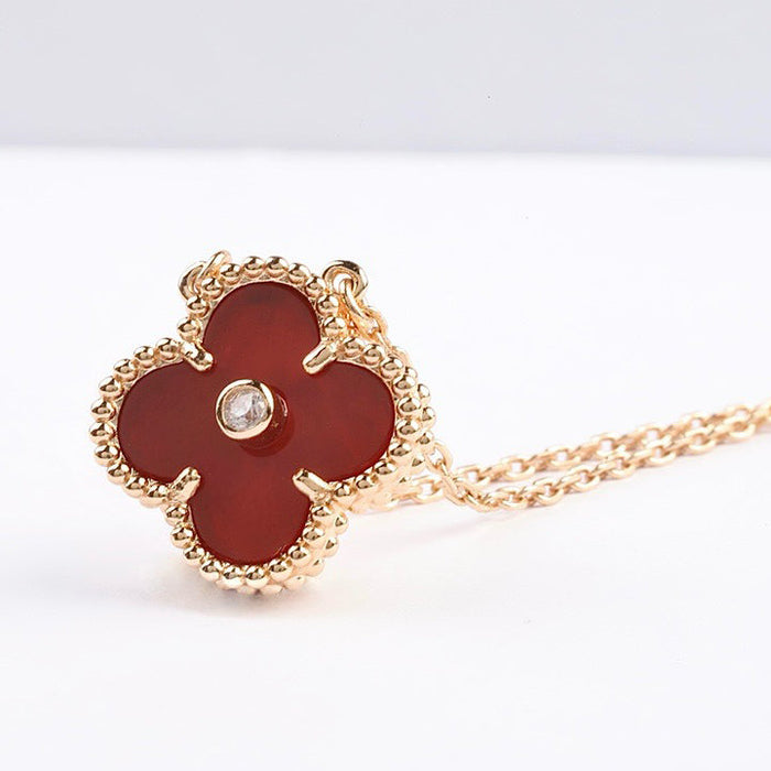 [MIRA]CLOVER 15MM DIAMOND CARNELIAN NECKLACE