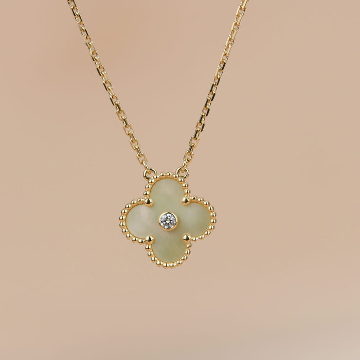 [MIRA]CLOVER 15MM DIAMOND GOLD MOTHER OF PEARL NECKLACE