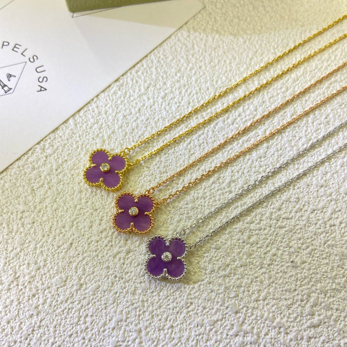 [MIRA]CLOVER 15MM DIAMOND  PURPLE VIOLET NECKLACE