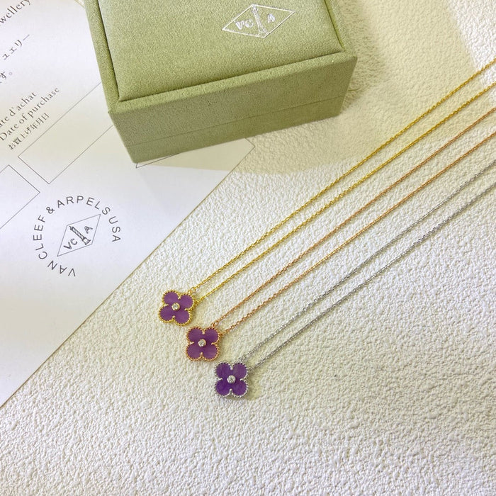 [MIRA]CLOVER 15MM DIAMOND  PURPLE VIOLET NECKLACE