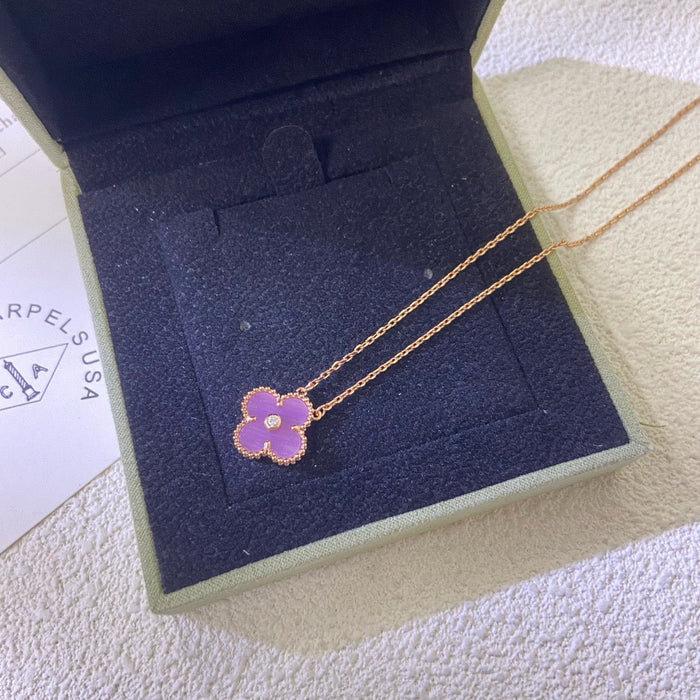 [MIRA]CLOVER 15MM DIAMOND  PURPLE VIOLET NECKLACE