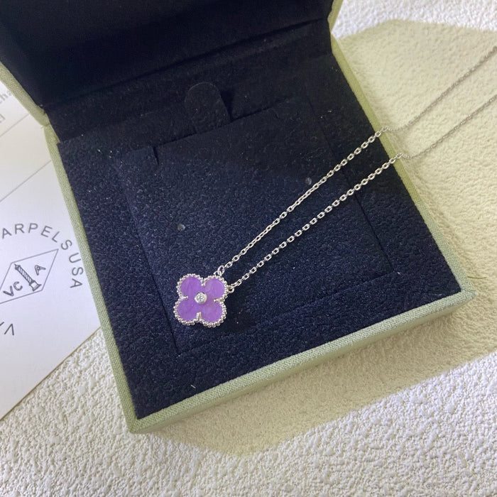 [MIRA]CLOVER 15MM DIAMOND  PURPLE VIOLET NECKLACE