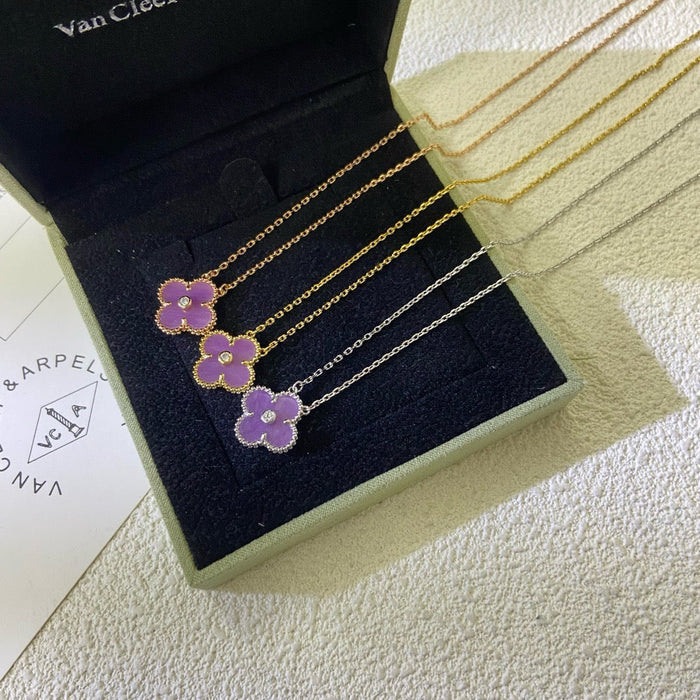 [MIRA]CLOVER 15MM DIAMOND  PURPLE VIOLET NECKLACE