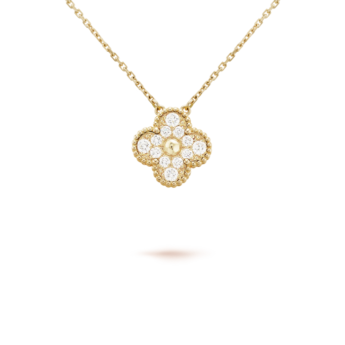 [MIRA]CLOVER 15MM DIAMOND SINGLE FLOWER NECKLACE