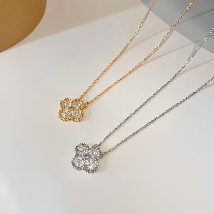 [MIRA]CLOVER 15MM DIAMOND SINGLE FLOWER NECKLACE