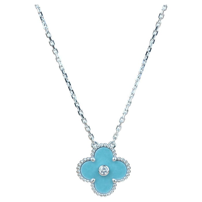 [MIRA]CLOVER 15MM DIAMOND SVRES PORCELAIN  NECKLACE SILVER