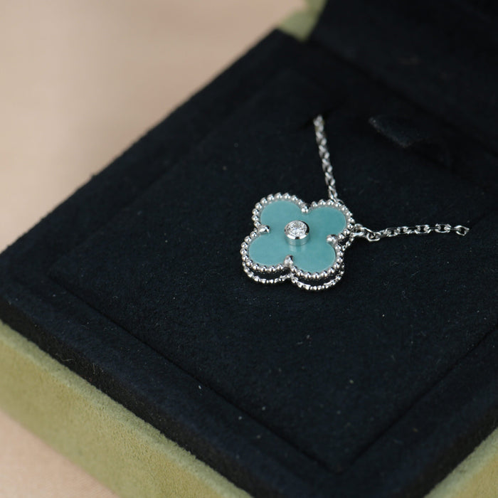 [MIRA]CLOVER 15MM DIAMOND SVRES PORCELAIN  NECKLACE SILVER