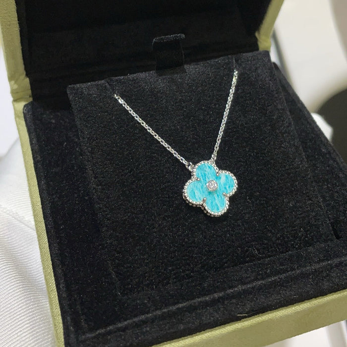 [MIRA]CLOVER 15MM DIAMOND SVRES PORCELAIN  NECKLACE SILVER