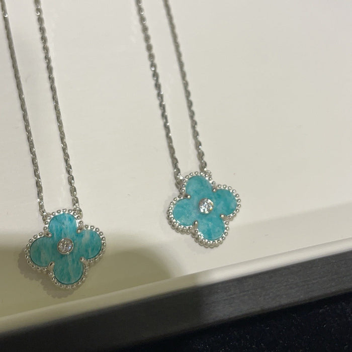 [MIRA]CLOVER 15MM DIAMOND SVRES PORCELAIN  NECKLACE SILVER