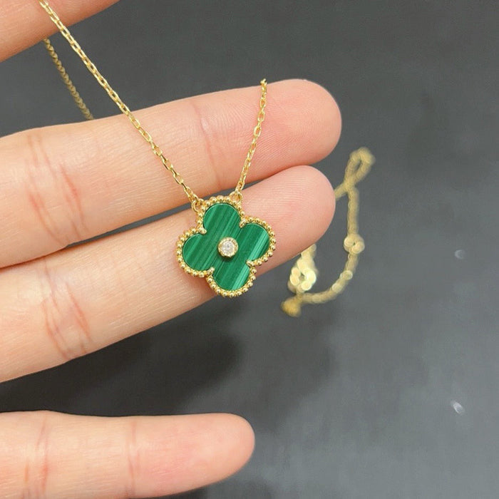[MIRA]CLOVER 15MM DIAMOND TURQUOISE NECKLACE