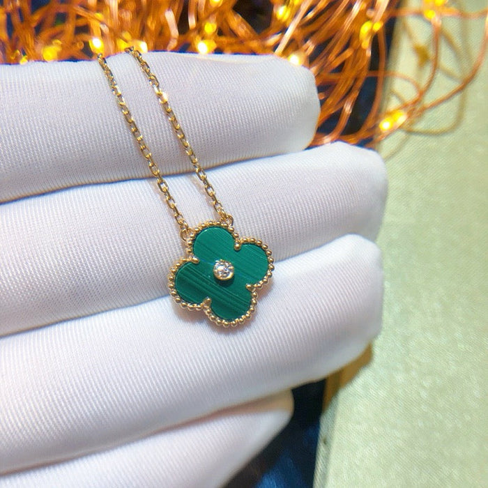 [MIRA]CLOVER 15MM DIAMOND TURQUOISE NECKLACE