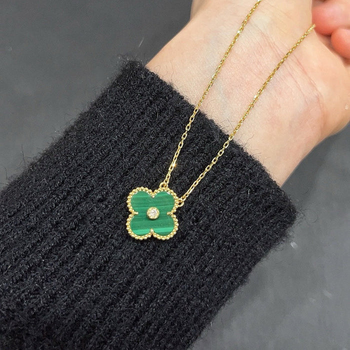 [MIRA]CLOVER 15MM DIAMOND TURQUOISE NECKLACE