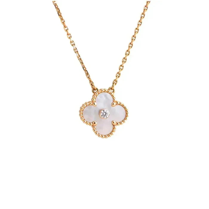 [MIRA]CLOVER 15MM DIAMOND WHITE FRITILLARIA NECKLACE