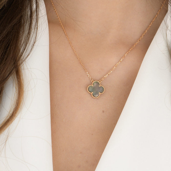 [MIRA]CLOVER 15MM  GRAY MOTHER OF PEARL NECKLACE