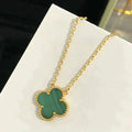 [MIRA]CLOVER 15MM MALACHITE SINGLE FLOWER  NECKLACE