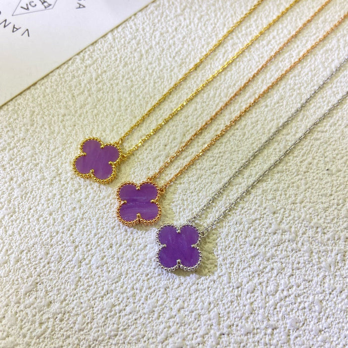 [MIRA]CLOVER 15MM  PURPLE VIOLET NECKLACE