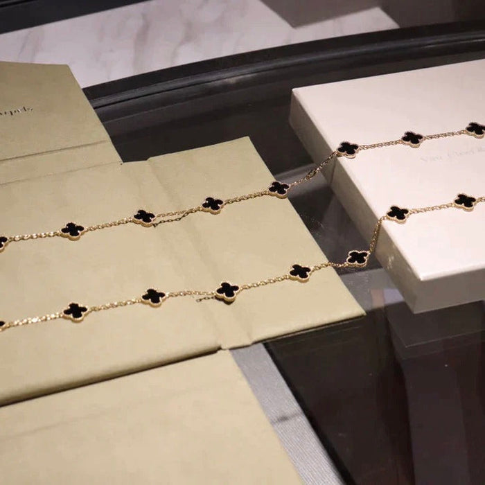 [MIRA]CLOVER 20 MOTIFS ONYX NECKLACE