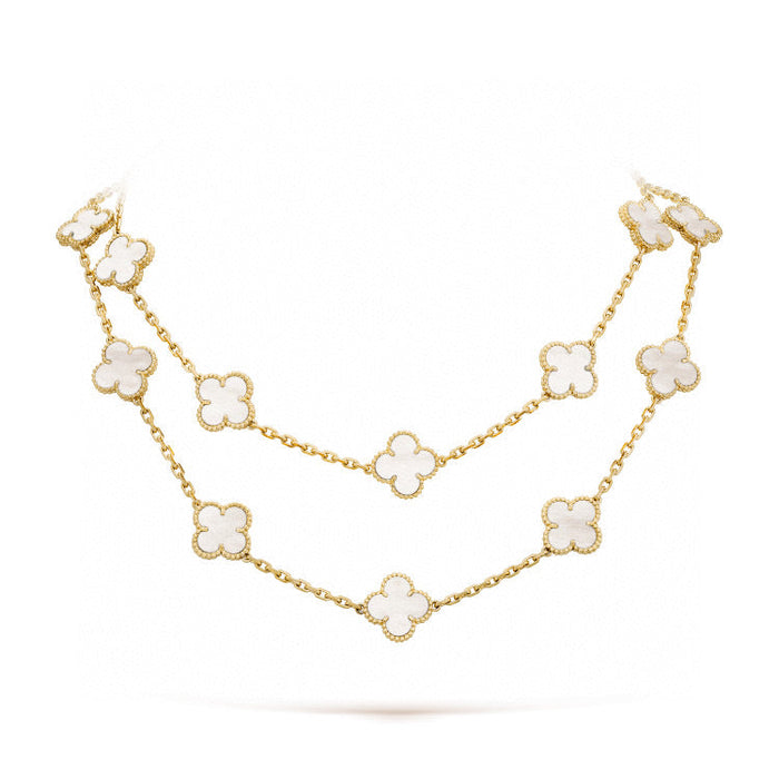 [MIRA]CLOVER 20 MOTIFS WHITE MOP NECKLACE