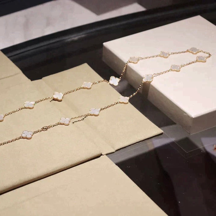 [MIRA]CLOVER 20 MOTIFS WHITE MOP NECKLACE