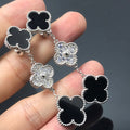 [MIRA]CLOVER 3 MOTIF DIAMOND ONYX SILVER EARRINGS