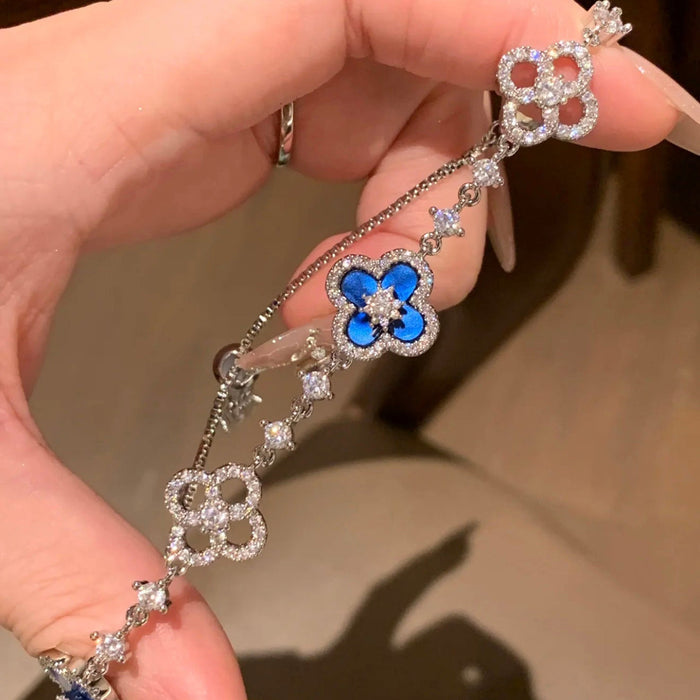 [MIRA]CLOVER 5 MOTIF PINK BLUE RED WHITE BRACELET