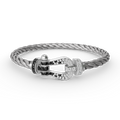 [MIRA]FORCE LARGE HORSESHOE BLACK WHITE DIAMOND BRACELET SILVER