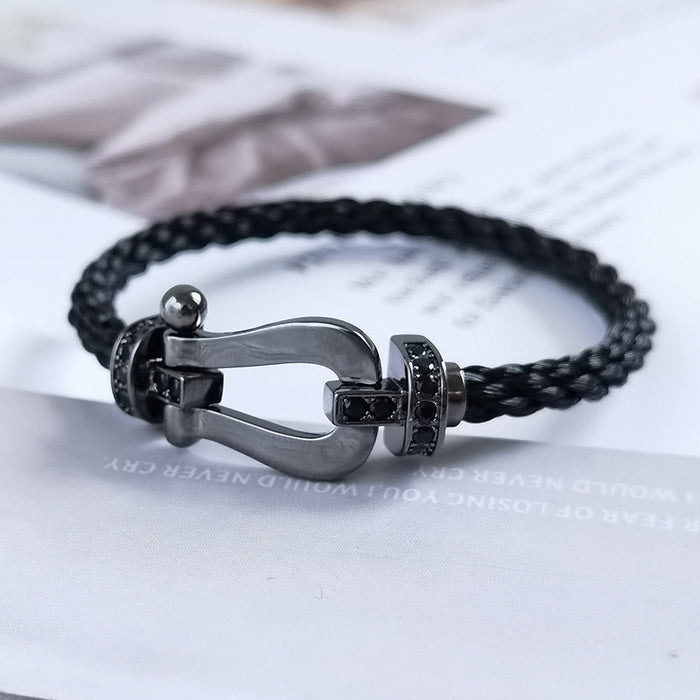 [MIRA]FORCE LARGE SERIES HORSESHOE BLACK SAMURAI BRACELET