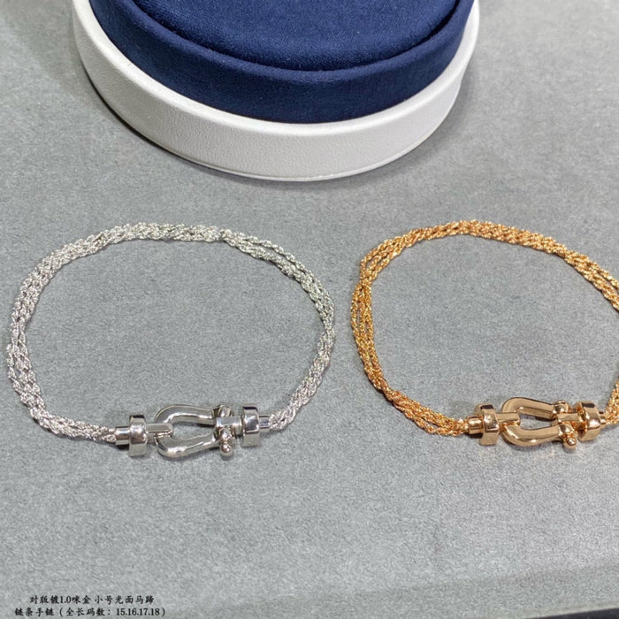 [MIRA]FORCE SMALL HORSESHOE  DIAMOND CHAIN ROPE BRACELET