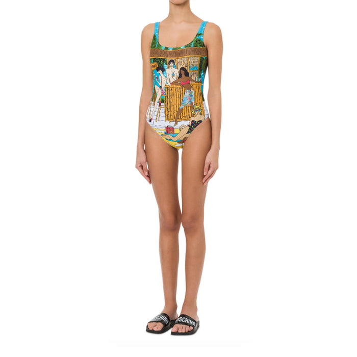 Moschino Swim Beach Bar Print Swimsuit - WOMEN CLOTHING - Moschino Swim - T.Luxy