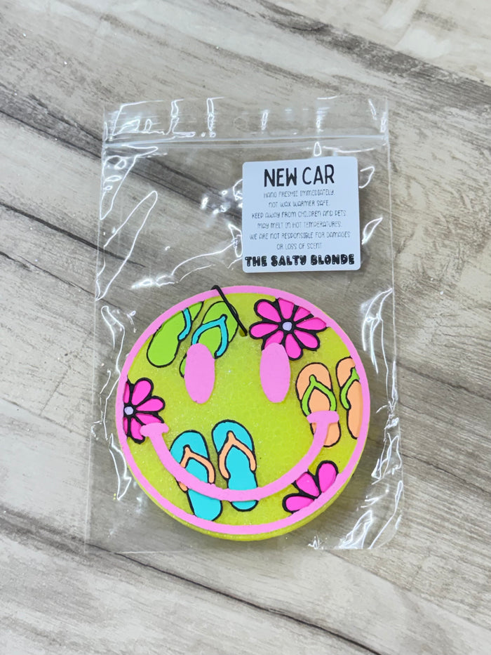 New Car Pink Summer Smiley Freshie