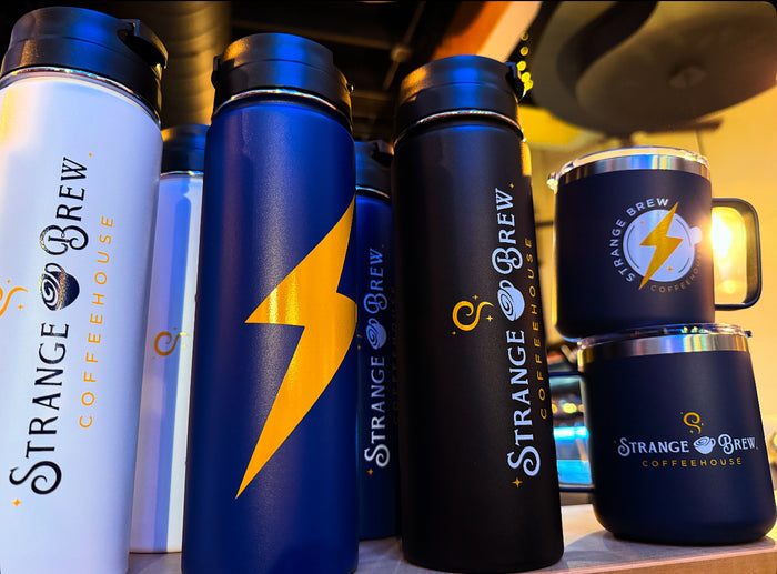New Strange Brew Logo Travel Flasks!