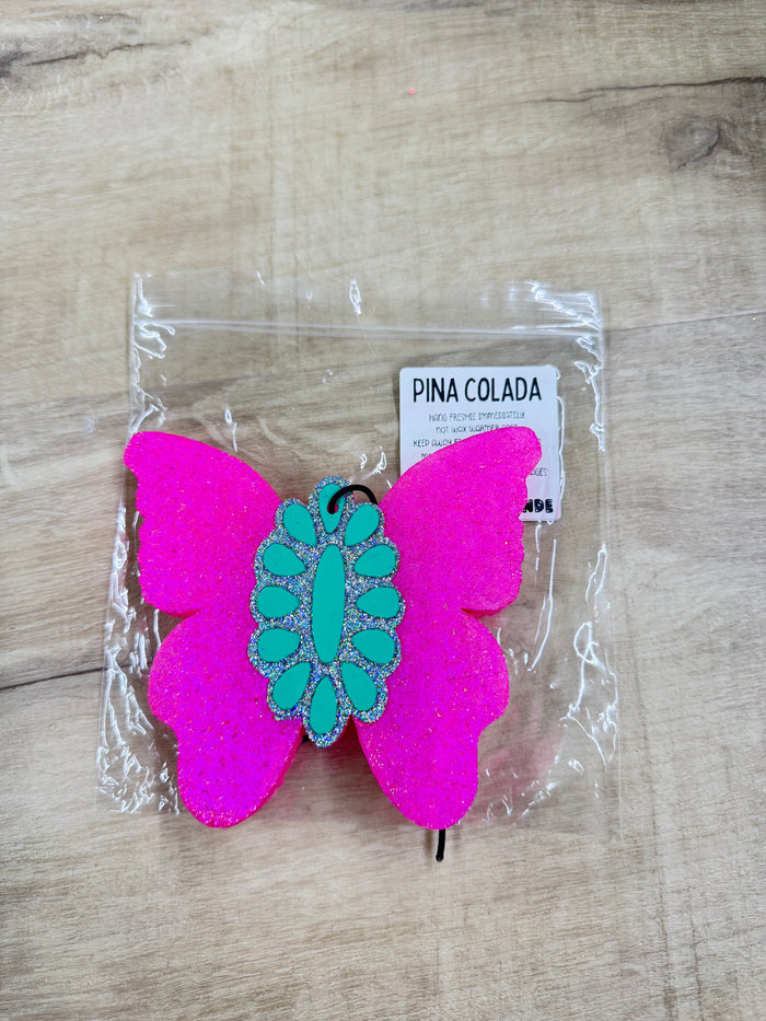 Pina Colada Pink Concho Butterfly Freshie