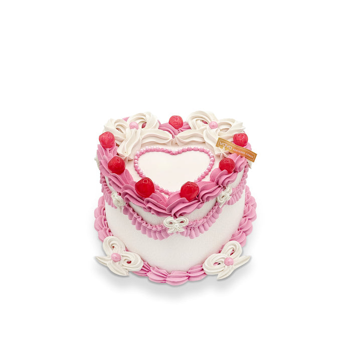 VaVa Designer Cakes Pink Heart Cherry Chiffon Cake - Sweet Romance & Playful Detail