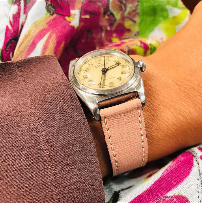 Pink Saffiano Leather Watch Strap - Leather strap- Milano Straps