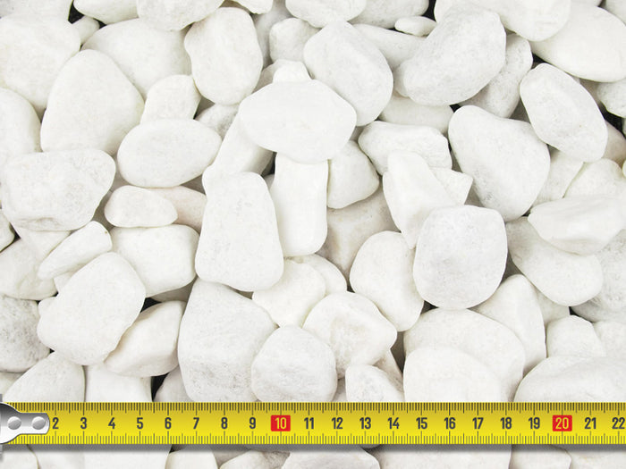 Measuring tape demonstrating size of the pebbles