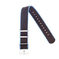 Eco-Friendly Nylon Military  Watch Strap Black - Light Blue - Tudor Watch Style - Recycled Military Watch Straps- Milano Straps