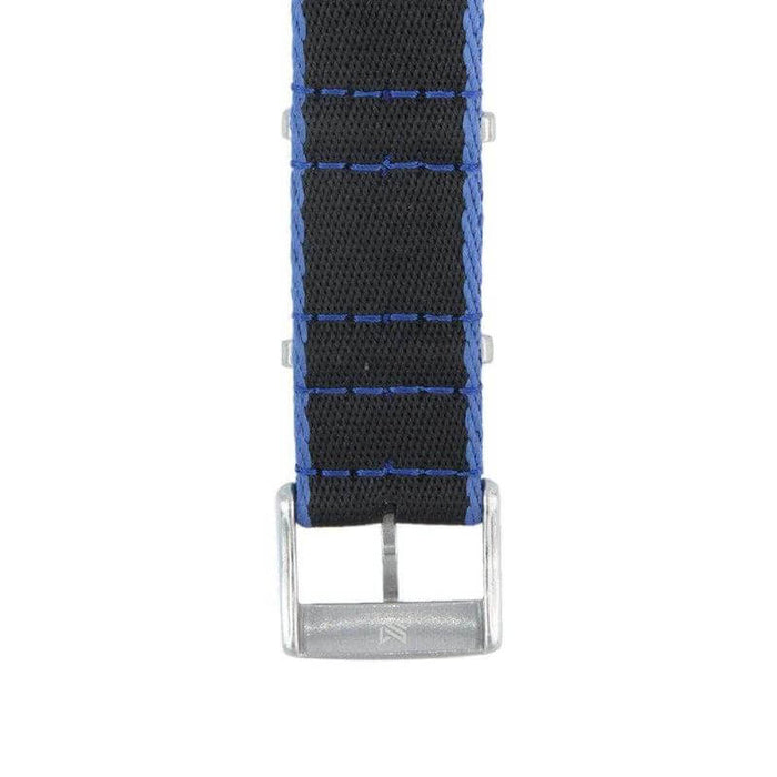 Eco-Friendly Nylon Military Watch Strap -  Black Light Blue Borders - Recycled Military Watch Straps- Milano Straps