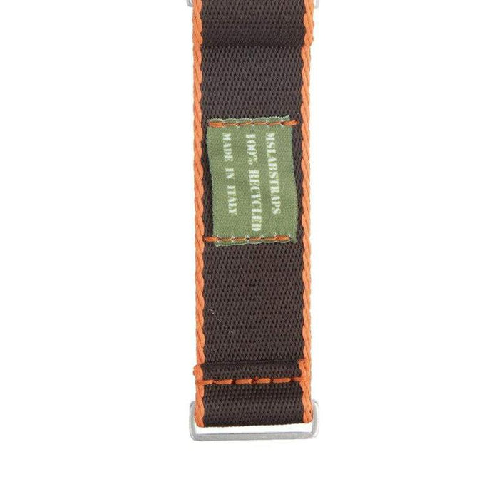 Eco-Friendly Nylon Military Watch Strap -  Black Orange Borders - Recycled Military Watch Straps- Milano Straps
