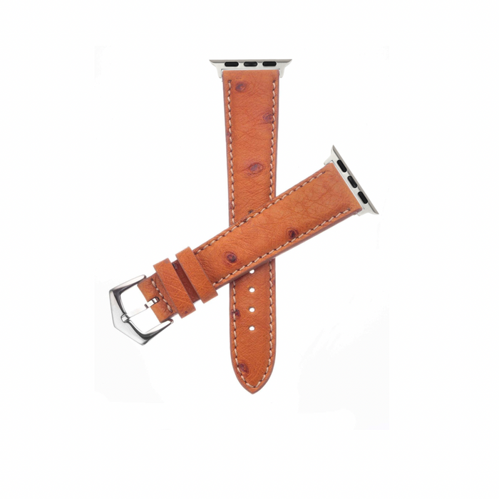 Premium Cognac Ostrich Apple Watch Strap