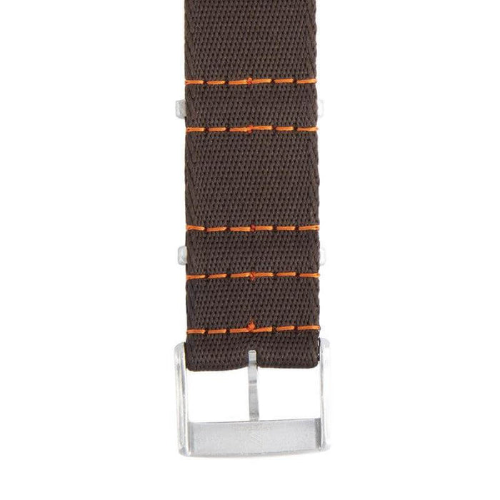 Eco-Friendly Nylon Military Watch Strap -  Dark Brown Orange Stitches - Recycled Military Watch Straps- Milano Straps