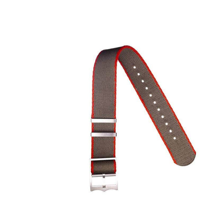 Eco-Friendly Nylon Military  Watch Strap Military Green -Red - Tudor Watch Style - Recycled Military Watch Straps- Milano Straps