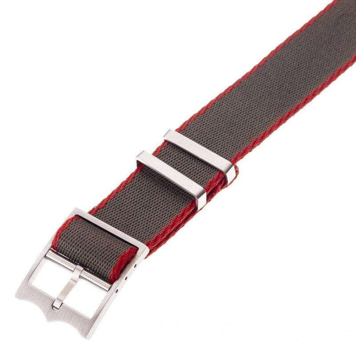 Eco-Friendly Nylon Military  Watch Strap Military Green -Red - Tudor Watch Style - Recycled Military Watch Straps- Milano Straps