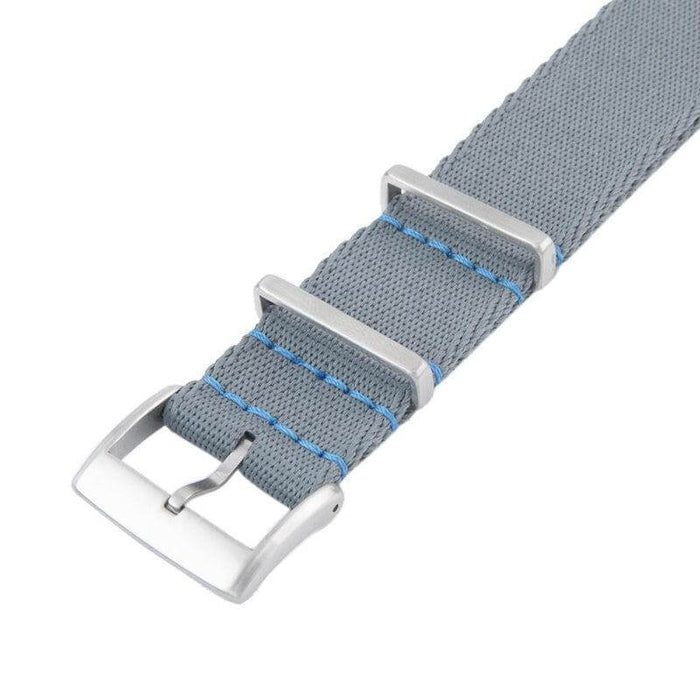 Eco-Friendly Nylon Military Watch Strap -  Grey Light Blue Stitches - Recycled NATO straps- Milano Straps